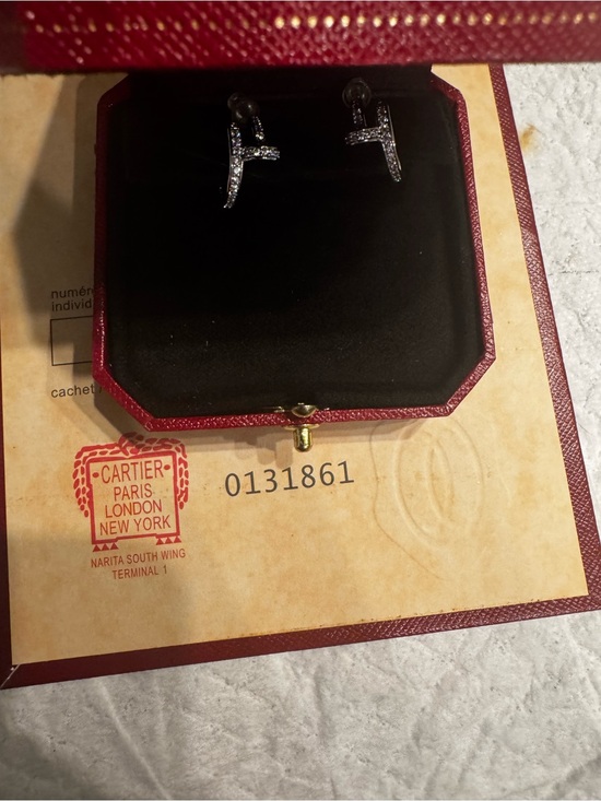 Designers Originals Jewelry - Designer brand T Initial Pavé Diamond White Gold Earrings - Silver/Black Accents